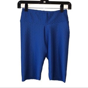 Ruched Butt High Waist Bike Shorts Blue Size Small